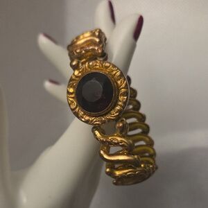 1940s Sweetheart Bracelet With Dark Purple Stone
